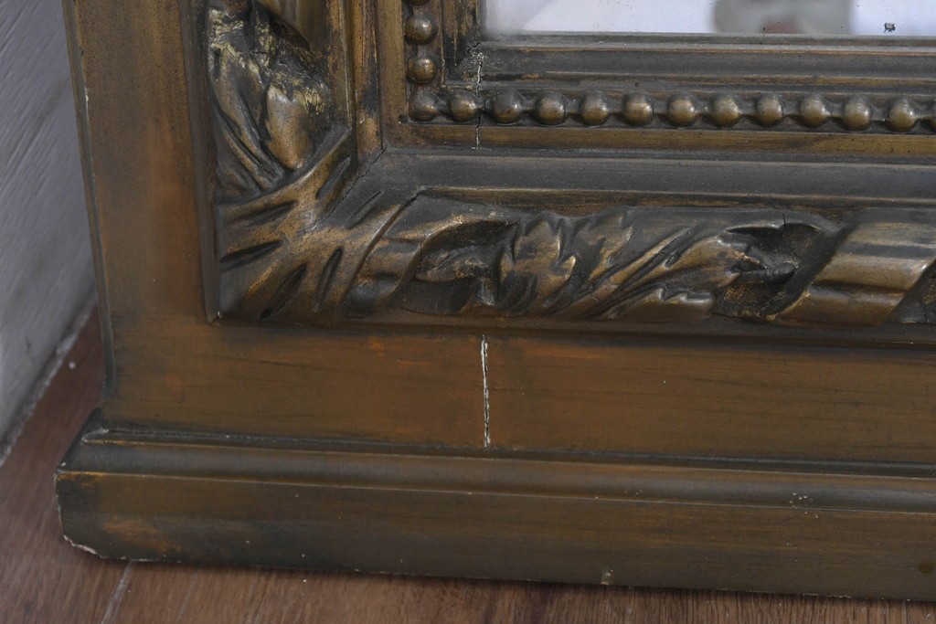 フランスアンティーク　高級品　優美な意匠が目を惹く特大サイズのミラー　(R-087129)