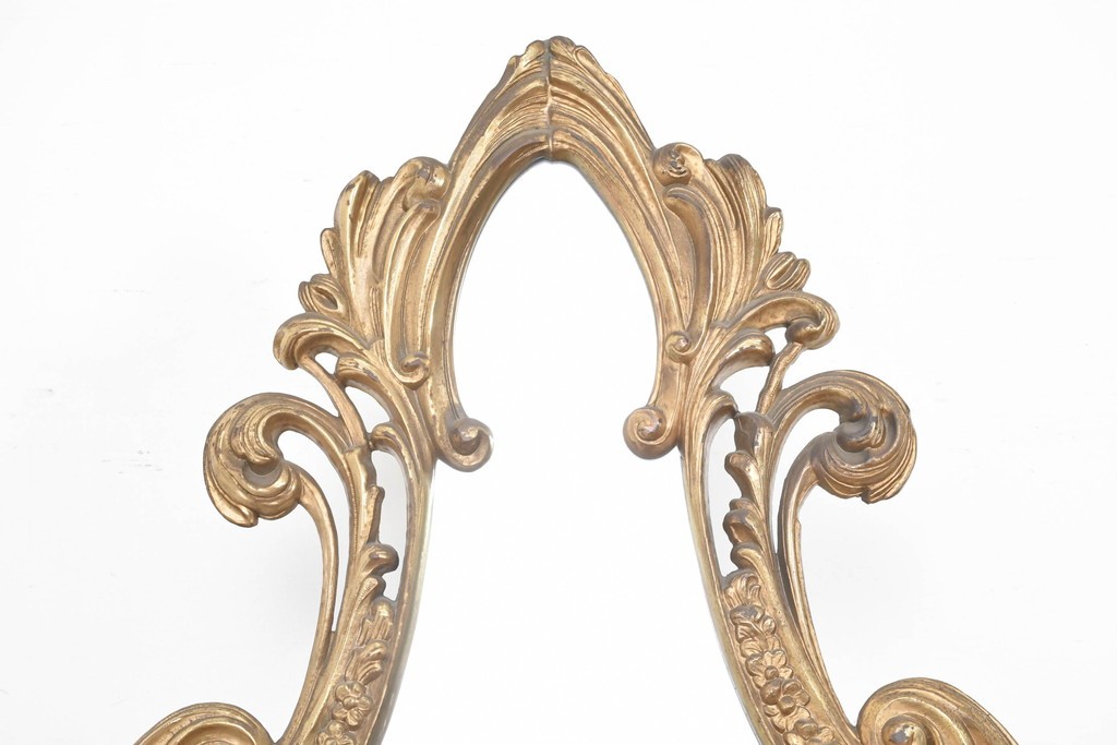 イタリアヴィンテージ　最高級　真鍮製　細部まで凝った造りが魅力的な特大スタンドミラー　(R-087131)