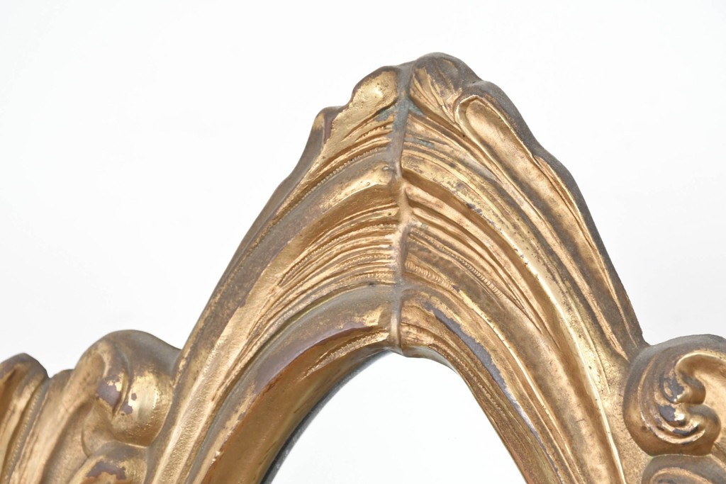 イタリアヴィンテージ　最高級　真鍮製　細部まで凝った造りが魅力的な特大スタンドミラー　(R-087131)