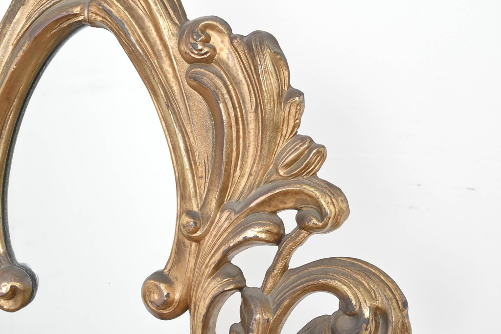 イタリアヴィンテージ　最高級　真鍮製　細部まで凝った造りが魅力的な特大スタンドミラー　(R-087131)