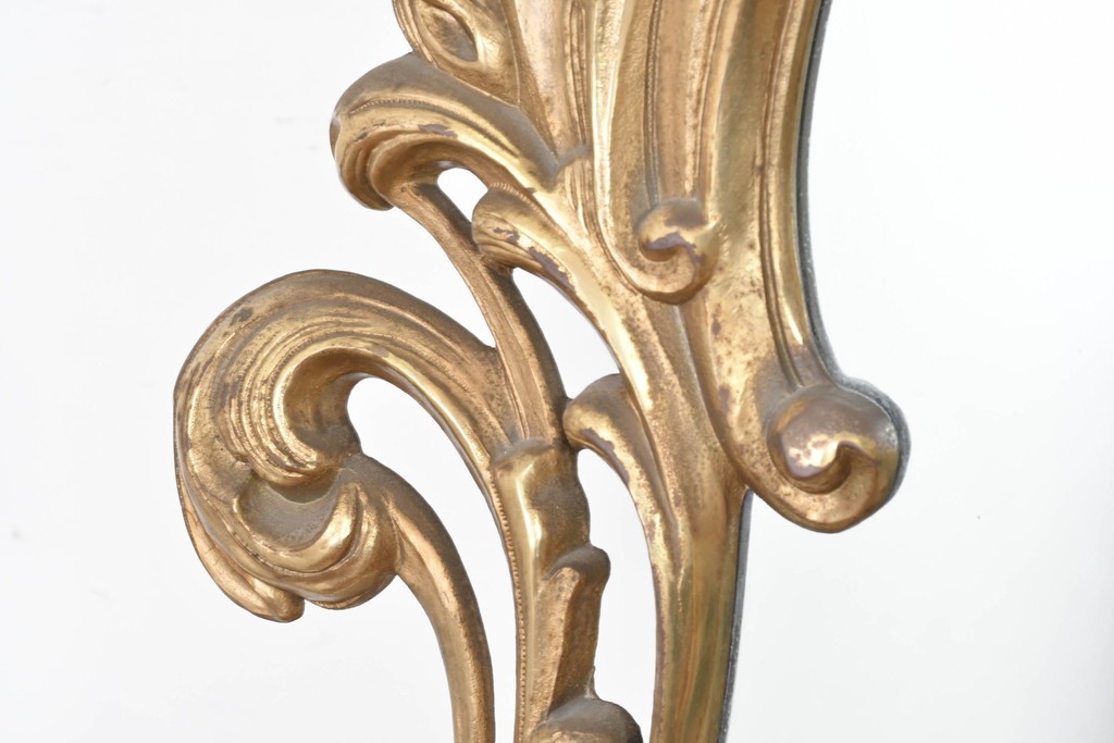 イタリアヴィンテージ　最高級　真鍮製　細部まで凝った造りが魅力的な特大スタンドミラー　(R-087131)