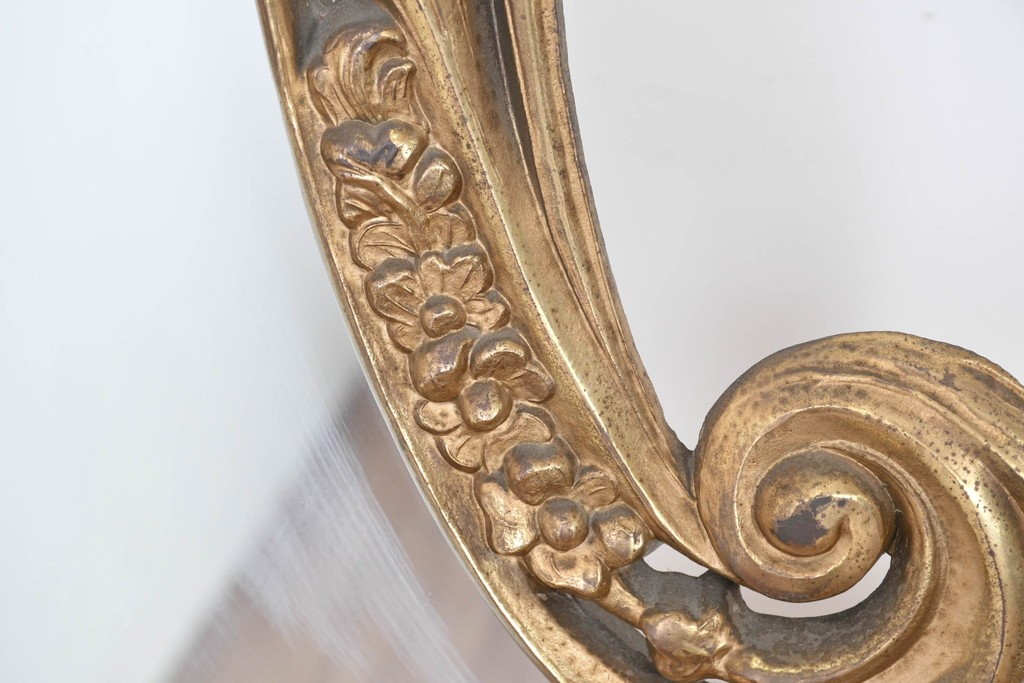 イタリアヴィンテージ　最高級　真鍮製　細部まで凝った造りが魅力的な特大スタンドミラー　(R-087131)