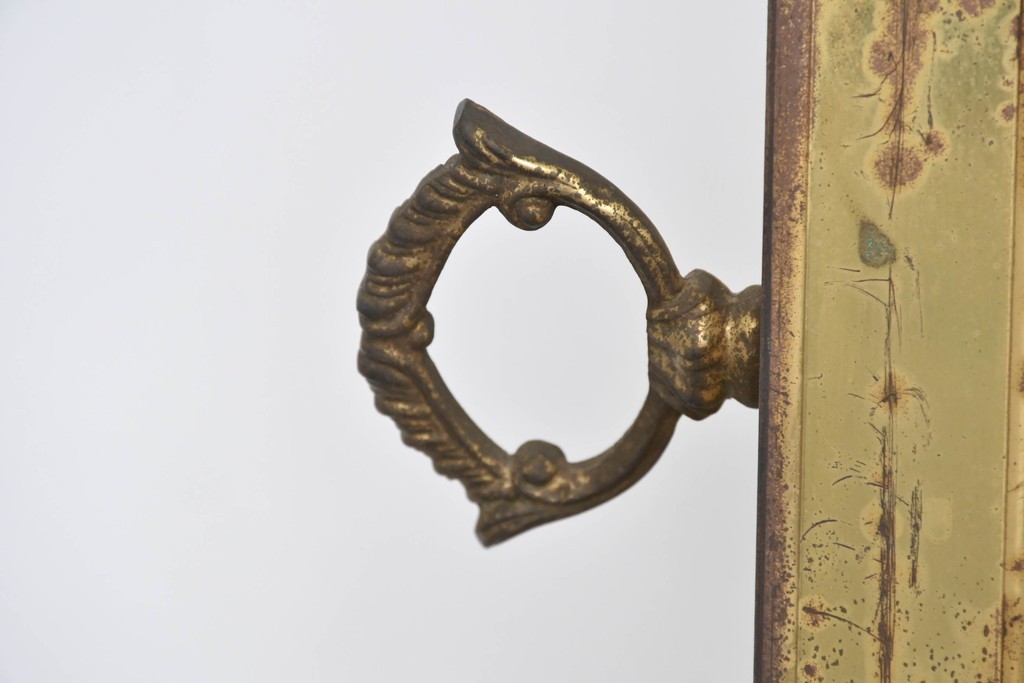 イタリアヴィンテージ　最高級　真鍮製　細部まで凝った造りが魅力的な特大スタンドミラー　(R-087131)