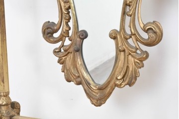 イタリアヴィンテージ　最高級　真鍮製　細部まで凝った造りが魅力的な特大スタンドミラー　(R-087131)