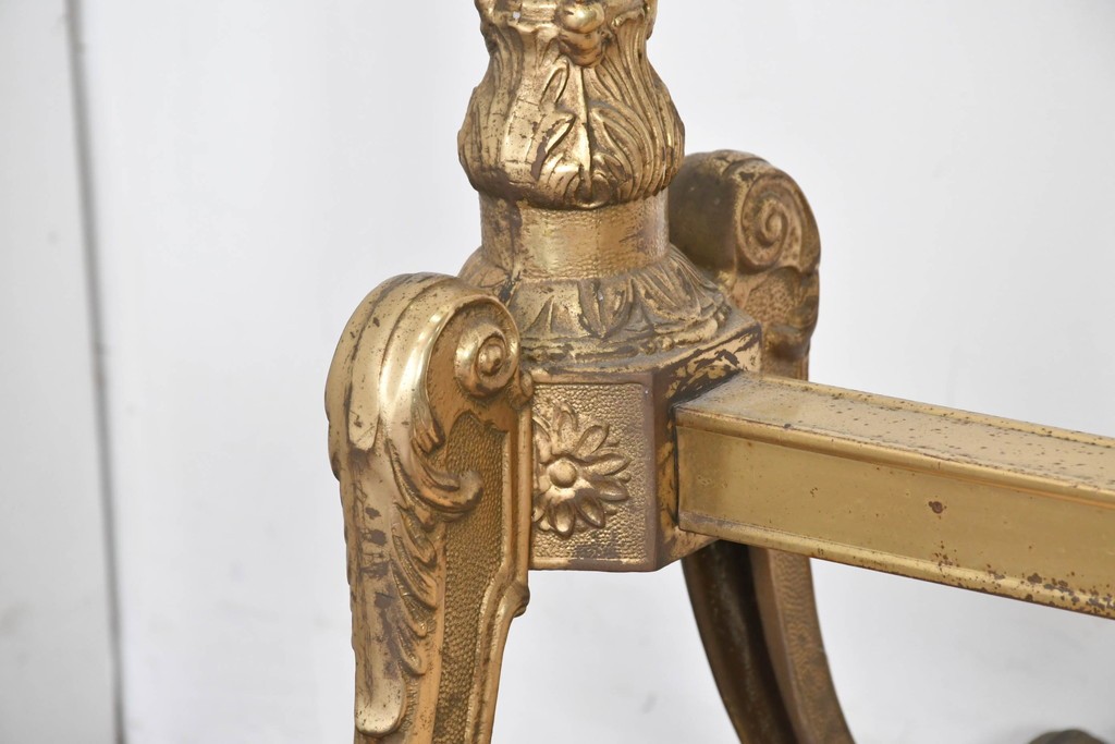 イタリアヴィンテージ　最高級　真鍮製　細部まで凝った造りが魅力的な特大スタンドミラー　(R-087131)