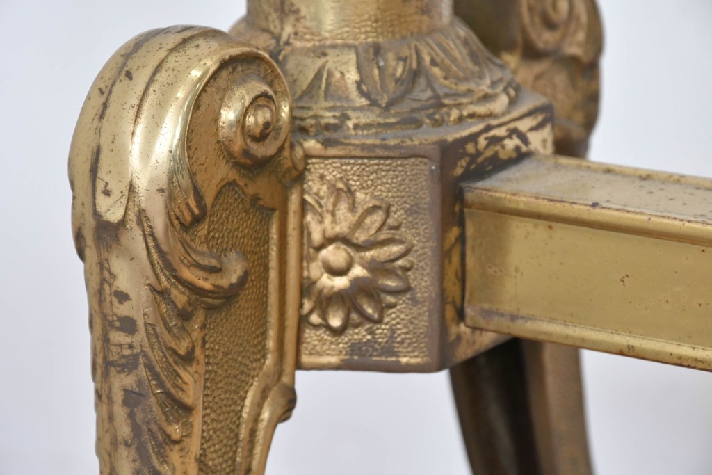 イタリアヴィンテージ　最高級　真鍮製　細部まで凝った造りが魅力的な特大スタンドミラー　(R-087131)