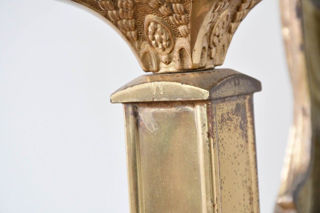 イタリアヴィンテージ　最高級　真鍮製　細部まで凝った造りが魅力的な特大スタンドミラー　(R-087131)