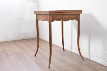 フランスアンティーク　希少!!　エミール・ガレ(Emile Galle)サイン入り　アザミの象嵌細工が施されたバタフライテーブル　(R-087134)