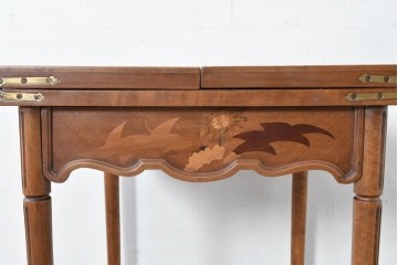 フランスアンティーク　希少!!　エミール・ガレ(Emile Galle)サイン入り　アザミの象嵌細工が施されたバタフライテーブル　(R-087134)
