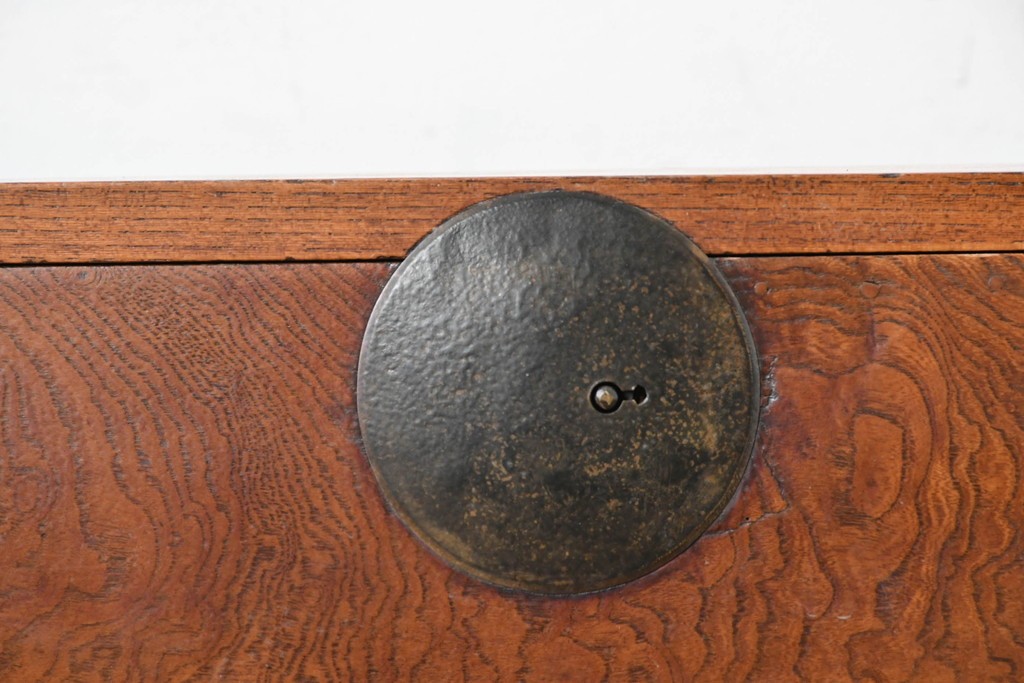 和製アンティーク　前面欅(ケヤキ)材　美しい杢目の帳場箪笥　(R-087136)