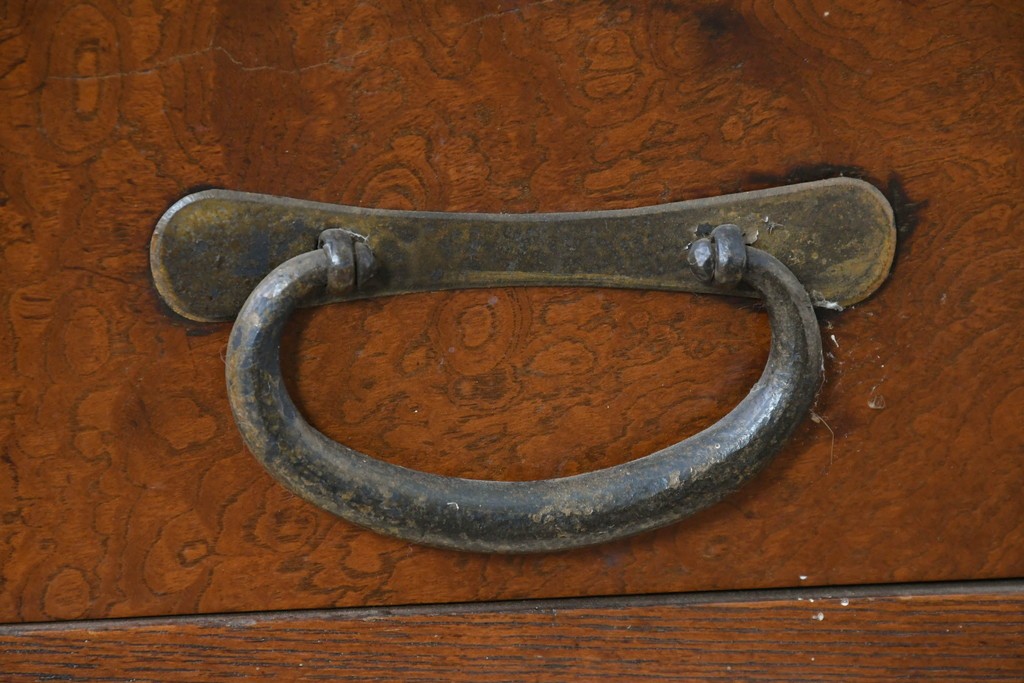 和製アンティーク　前面欅(ケヤキ)材　美しい杢目の帳場箪笥　(R-087136)