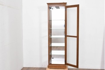 中古　美品　良品　三越家具(現カントリーハウス)　意匠ガラスが素敵なキュリオケース　(R-087139)