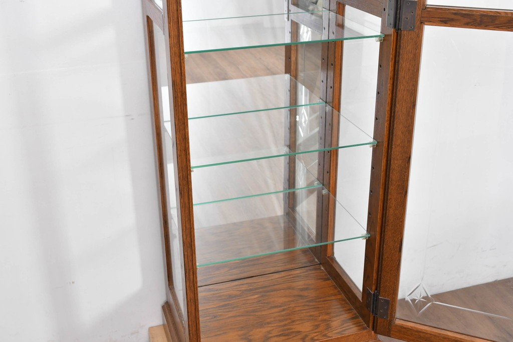 中古　美品　良品　三越家具(現カントリーハウス)　意匠ガラスが素敵なキュリオケース　(R-087139)