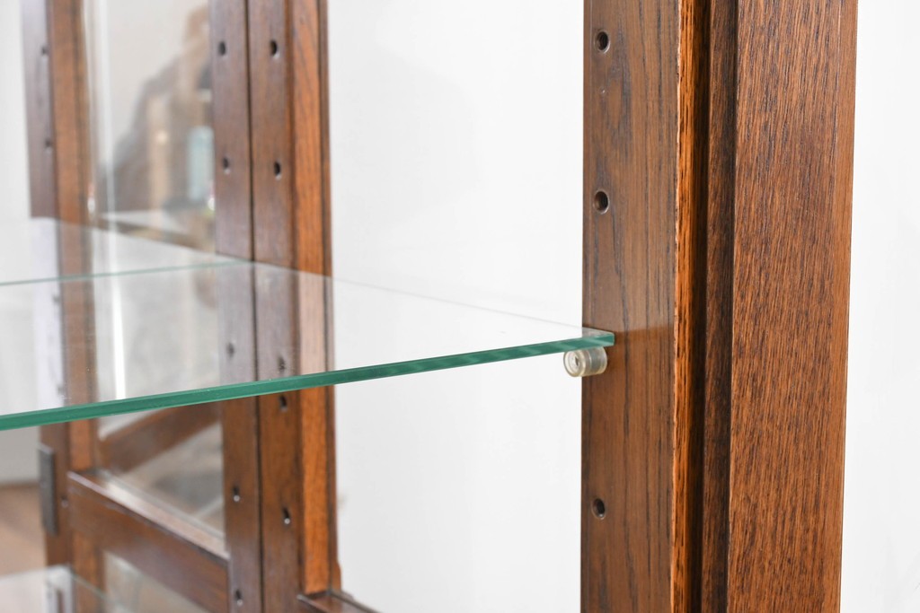 中古　美品　良品　三越家具(現カントリーハウス)　意匠ガラスが素敵なキュリオケース　(R-087139)