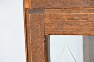 中古　美品　良品　三越家具(現カントリーハウス)　意匠ガラスが素敵なキュリオケース　(R-087139)