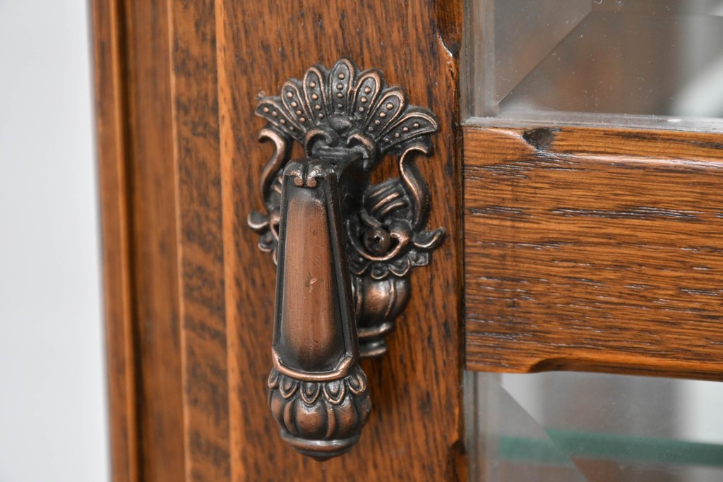 中古　美品　良品　三越家具(現カントリーハウス)　意匠ガラスが素敵なキュリオケース　(R-087139)