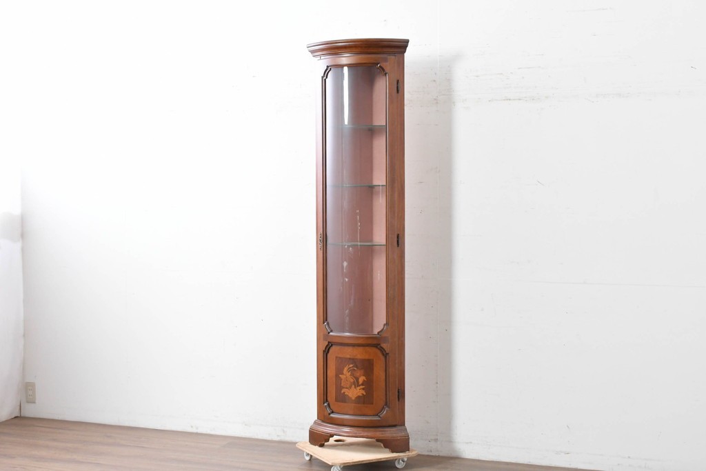 中古　ヨーロッパ　象嵌入りキュリオケース　(R-087140)