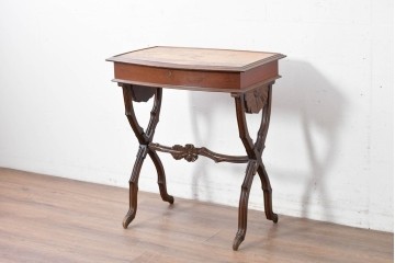 フランスアンティーク　希少!!　エミール・ガレ(Emile Galle)　草花モチーフの象嵌細工が彩るアール・ヌーヴォー様式のドレッシングテーブル　(R-087142)