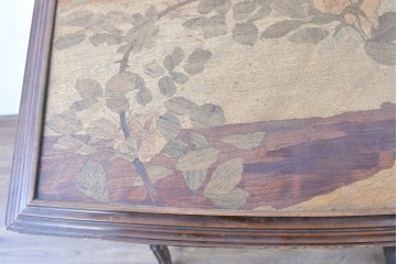 フランスアンティーク　希少!!　エミール・ガレ(Emile Galle)　草花モチーフの象嵌細工が彩るアール・ヌーヴォー様式のドレッシングテーブル　(R-087142)
