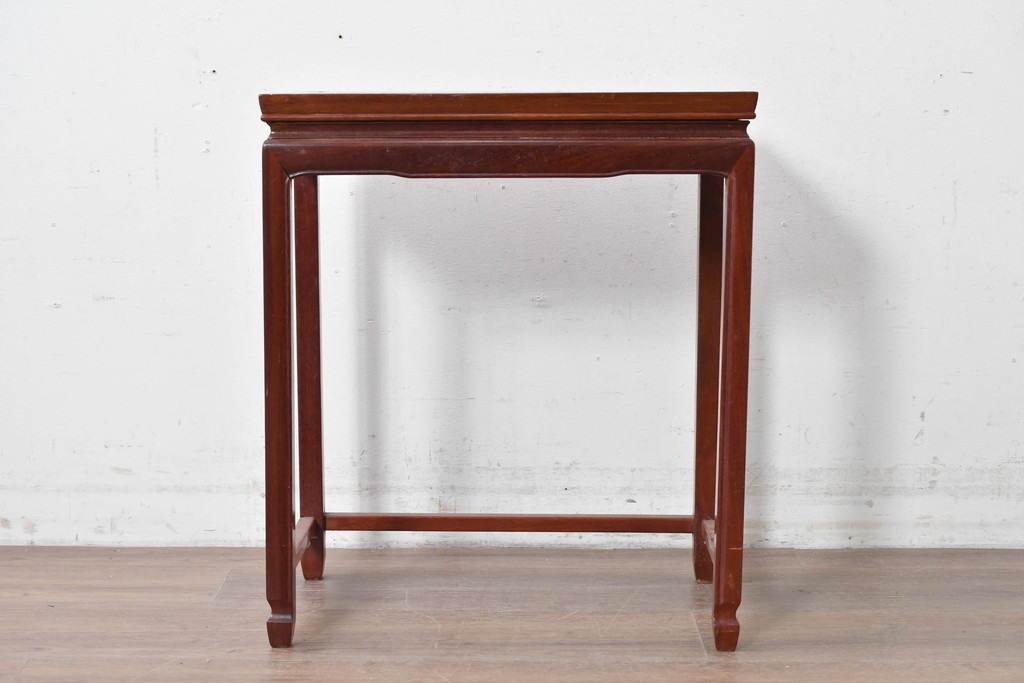 ヴィンテージ家具　民芸家具　花梨(カリン)材　螺鈿象嵌が目を引くサイドテーブル　(R-087148)