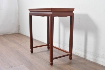 ヴィンテージ家具　民芸家具　花梨(カリン)材　螺鈿象嵌が目を引くサイドテーブル　(R-087148)