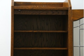中古　美品　三越家具(現カントリーハウス)　Brugge(ブルージュ)　ステンドグラス入り扉が印象的なサイドキャビネット　(R-087150)
