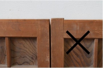 ヴィンテージ建具　昭和中期　マス目格子入りの板戸窓1枚　(R-087185)