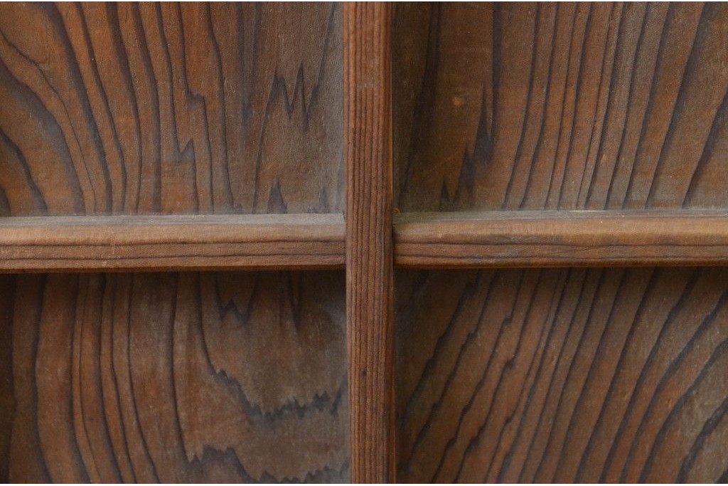 ヴィンテージ建具　昭和中期　マス目格子入りの板戸窓1枚　(R-087185)