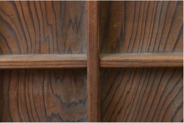 ヴィンテージ建具　昭和中期　マス目格子入りの板戸窓1枚　(R-087185)