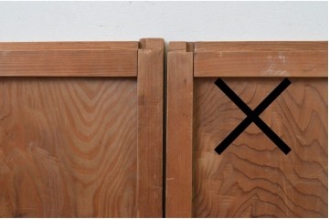 ヴィンテージ建具　昭和中期　マス目格子入りの板戸窓1枚　(R-087185)