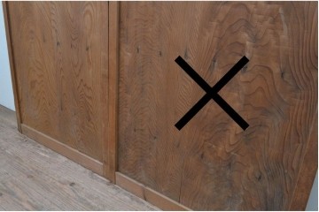 ヴィンテージ建具　昭和中期　マス目格子入りの板戸窓1枚　(R-087185)