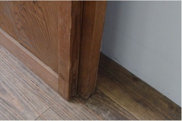 ヴィンテージ建具　昭和中期　マス目格子入りの板戸窓1枚　(R-087185)