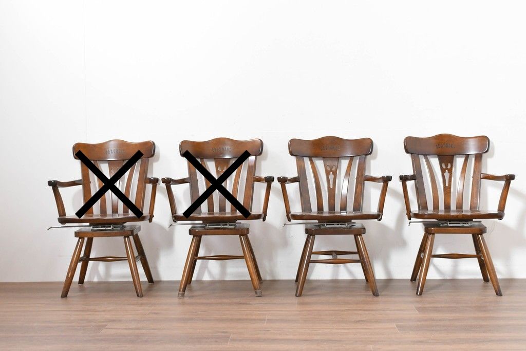 中古　美品　カリモク家具(karimoku)　コロニアルシリーズ　CC1834NK　回転式アームチェア2脚セット　定価(2脚合計)約13万円　(R-087186)