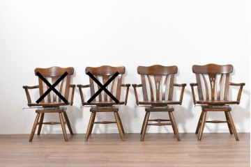 中古　美品　カリモク家具(karimoku)　コロニアルシリーズ　CC1834NK　回転式アームチェア2脚セット　定価(2脚合計)約13万円　(R-087186)