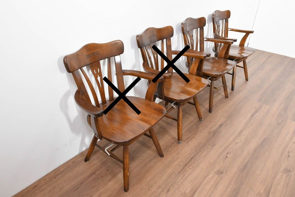 中古　美品　カリモク家具(karimoku)　コロニアルシリーズ　CC1834NK　回転式アームチェア2脚セット　定価(2脚合計)約13万円　(R-087186)