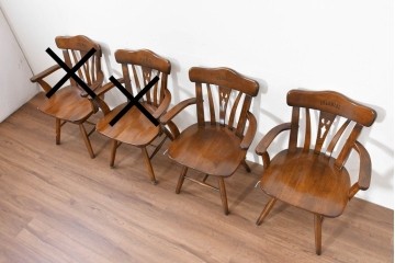 中古　美品　カリモク家具(karimoku)　コロニアルシリーズ　CC1834NK　回転式アームチェア2脚セット　定価(2脚合計)約13万円　(R-087186)