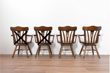 中古　美品　カリモク家具(karimoku)　コロニアルシリーズ　CC1834NK　回転式アームチェア2脚セット　定価(2脚合計)約13万円　(R-087186)