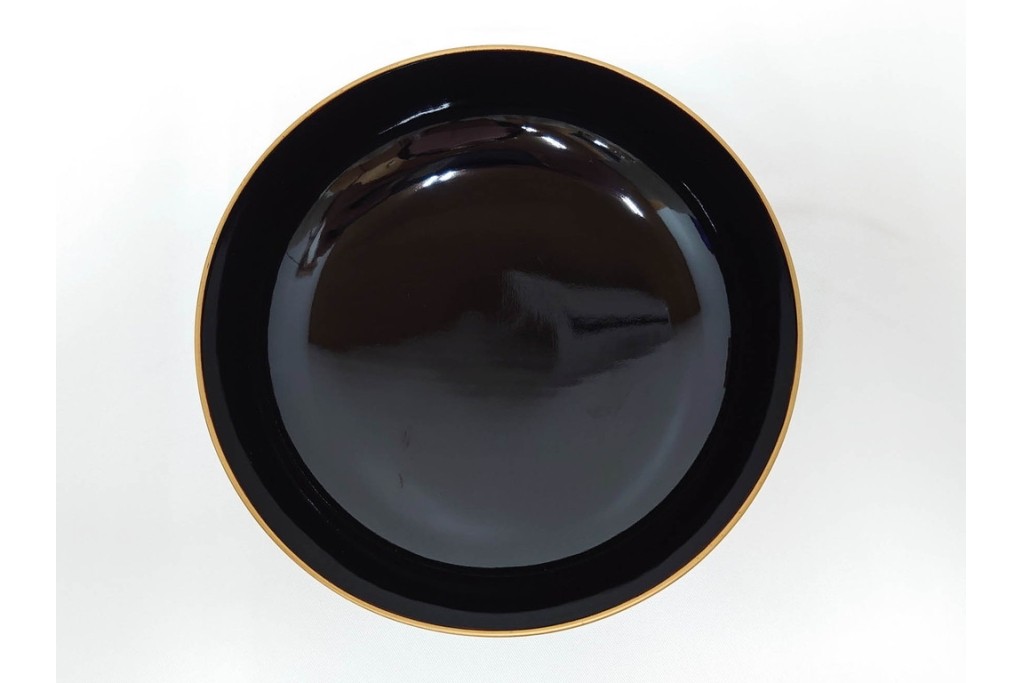 戦前　当時物　木製・輪島塗　蒔絵で描かれた鶴松図が優美なお椀5点セット　共箱付き　(R-087187)