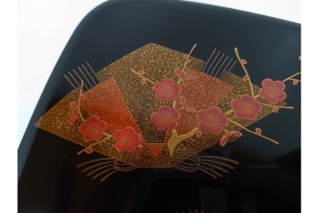 輪島塗　慶塚作　蒔絵　折鶴松竹梅文が上品な屠蘇器七ツ揃　共箱付き　(R-087193)