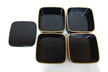 輪島塗　慶塚作　蒔絵　折鶴松竹梅文が上品な屠蘇器七ツ揃　共箱付き　(R-087193)