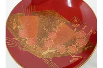 輪島塗　慶塚作　蒔絵　折鶴松竹梅文が上品な屠蘇器七ツ揃　共箱付き　(R-087193)