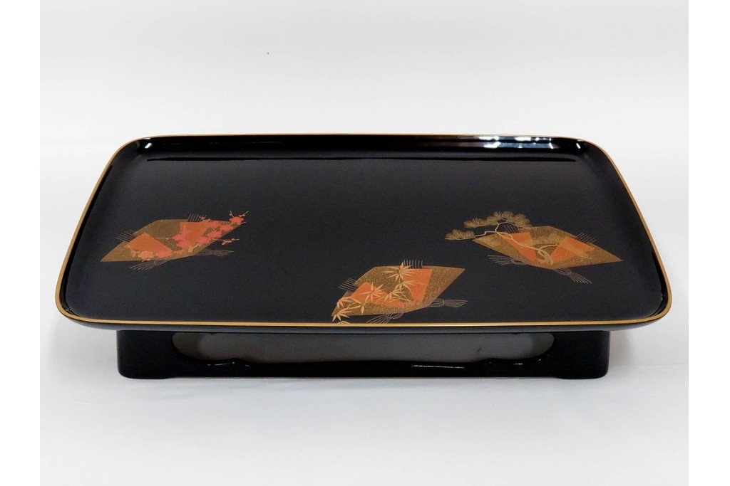 輪島塗　慶塚作　蒔絵　折鶴松竹梅文が上品な屠蘇器七ツ揃　共箱付き　(R-087193)