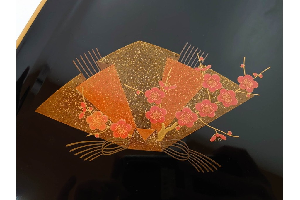 輪島塗　慶塚作　蒔絵　折鶴松竹梅文が上品な屠蘇器七ツ揃　共箱付き　(R-087193)