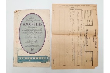 昭和初期　ベルリン・パリ　櫛型印あり　資料・本・領収書・手紙を含む原田謙太郎氏宛のエンタイアセット　(R-087200)