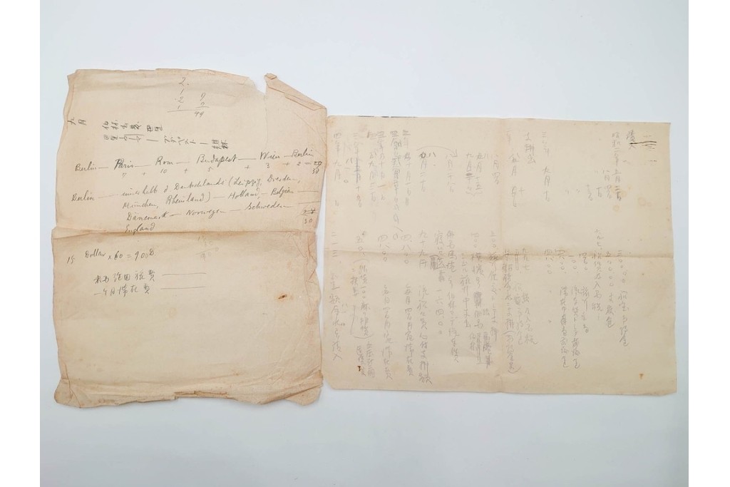 昭和初期　ベルリン・パリ　櫛型印あり　資料・本・領収書・手紙を含む原田謙太郎氏宛のエンタイアセット　(R-087200)