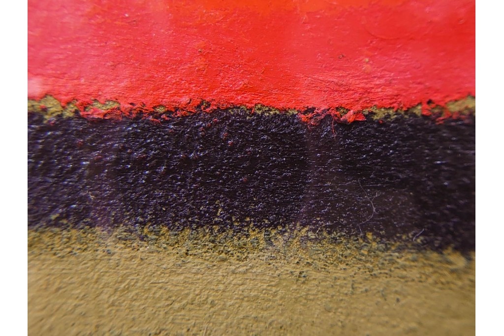 真作　小口卓也作　油彩　F0号　「かき」　鮮やかな朱色が印象的な絵画　(R-087202)