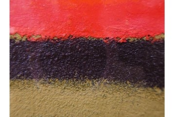 真作　小口卓也作　油彩　F0号　「かき」　鮮やかな朱色が印象的な絵画　(R-087202)