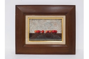 真作　滝沢直次作　油彩　SMサイズ　「さくらんぼ」　みずみずしい質感が印象的な絵画　(R-087203)
