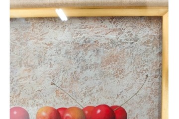 真作　滝沢直次作　油彩　SMサイズ　「さくらんぼ」　みずみずしい質感が印象的な絵画　(R-087203)