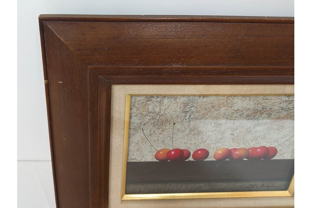 真作　滝沢直次作　油彩　SMサイズ　「さくらんぼ」　みずみずしい質感が印象的な絵画　(R-087203)